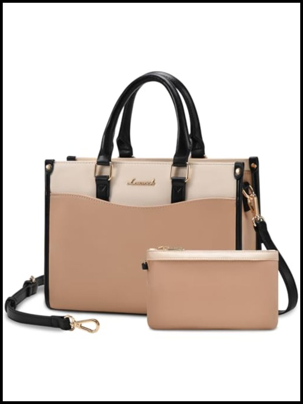 Vintage Color Block Satchel Tote Bag for Women, Vegan Leather Handbag with